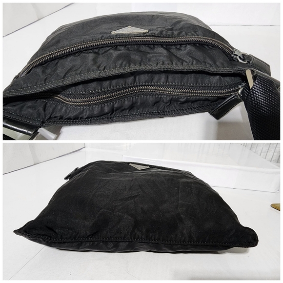 Prada Vintage Nylon Tessuto Triangle Logo Plate Shoulder/Crossbody Bag Black - Picture 11 of 15